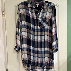 Sneak Peek Plaid Button Down Shirt - Navy, Pink, Cream